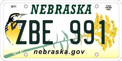 NE license plate ZBE991
