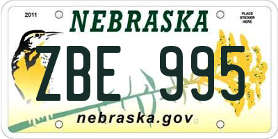 NE license plate ZBE995