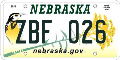NE license plate ZBF026