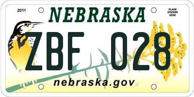 NE license plate ZBF028