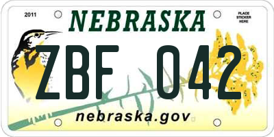 NE license plate ZBF042