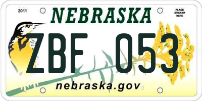 NE license plate ZBF053