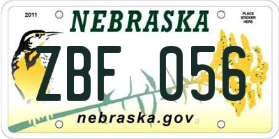 NE license plate ZBF056