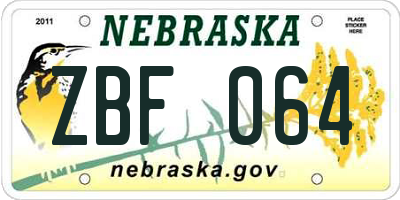 NE license plate ZBF064
