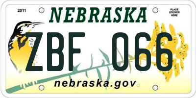 NE license plate ZBF066