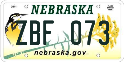 NE license plate ZBF073