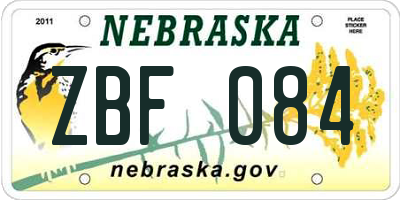 NE license plate ZBF084