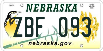 NE license plate ZBF093
