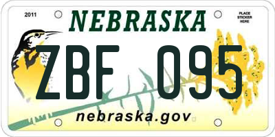 NE license plate ZBF095