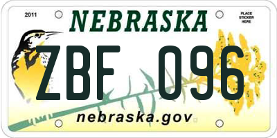NE license plate ZBF096