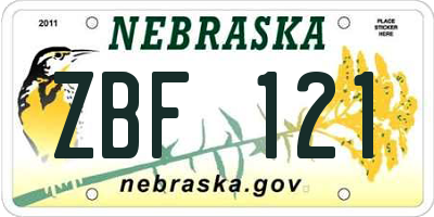 NE license plate ZBF121