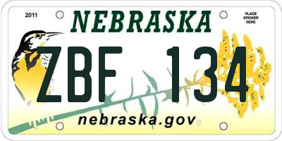 NE license plate ZBF134