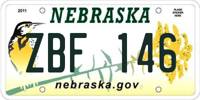 NE license plate ZBF146
