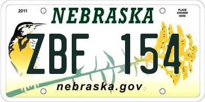 NE license plate ZBF154
