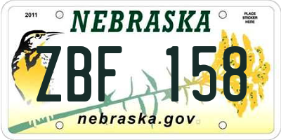 NE license plate ZBF158