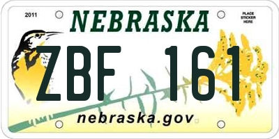 NE license plate ZBF161