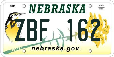 NE license plate ZBF162