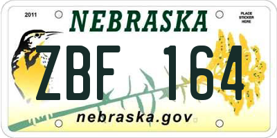 NE license plate ZBF164