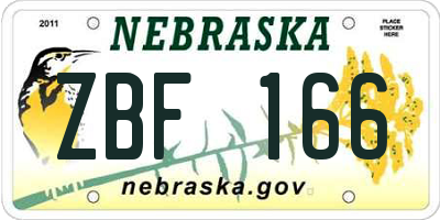 NE license plate ZBF166