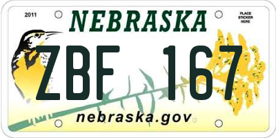NE license plate ZBF167