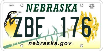 NE license plate ZBF176