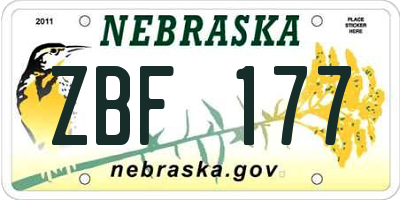 NE license plate ZBF177
