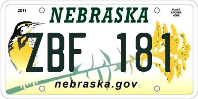 NE license plate ZBF181