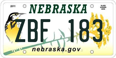 NE license plate ZBF183