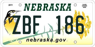 NE license plate ZBF186