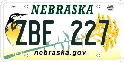 NE license plate ZBF227