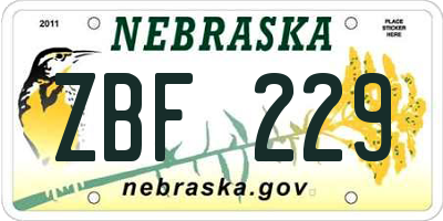 NE license plate ZBF229
