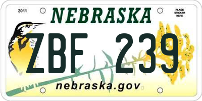 NE license plate ZBF239