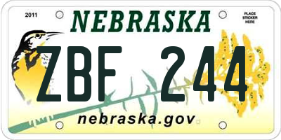 NE license plate ZBF244