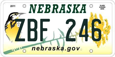 NE license plate ZBF246