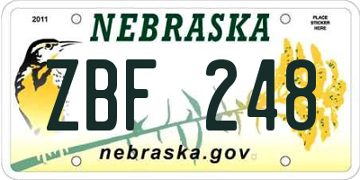 NE license plate ZBF248