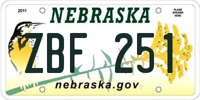 NE license plate ZBF251