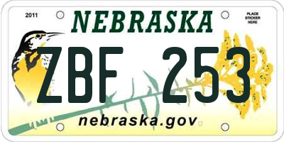 NE license plate ZBF253