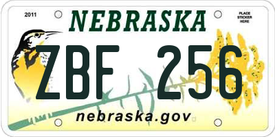 NE license plate ZBF256