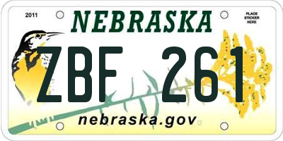 NE license plate ZBF261