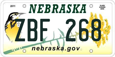 NE license plate ZBF268