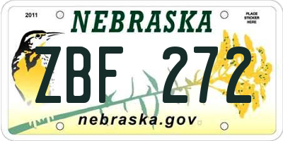 NE license plate ZBF272