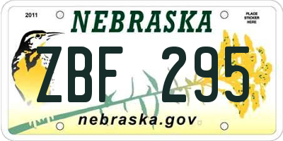 NE license plate ZBF295