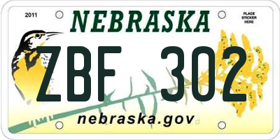 NE license plate ZBF302