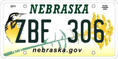 NE license plate ZBF306