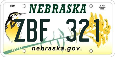 NE license plate ZBF321