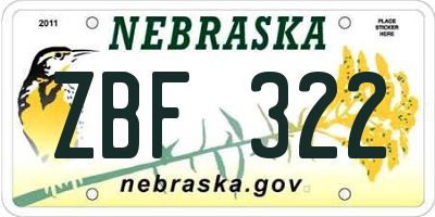 NE license plate ZBF322
