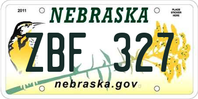NE license plate ZBF327