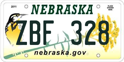 NE license plate ZBF328