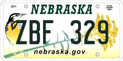 NE license plate ZBF329