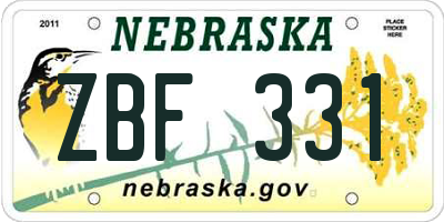 NE license plate ZBF331